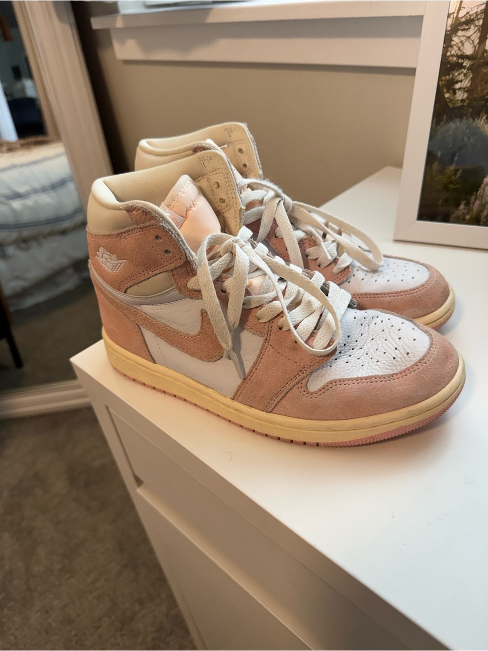 Nike Women's High-Top Sneakers in Pink and White